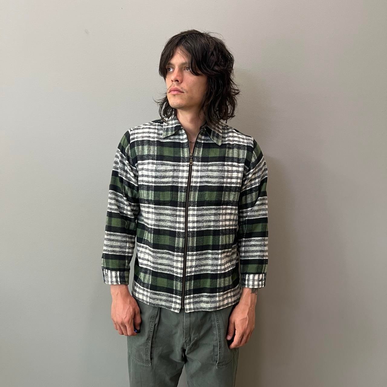 Vintage 90s Plaid Full Zip Shirt/Jacket • L