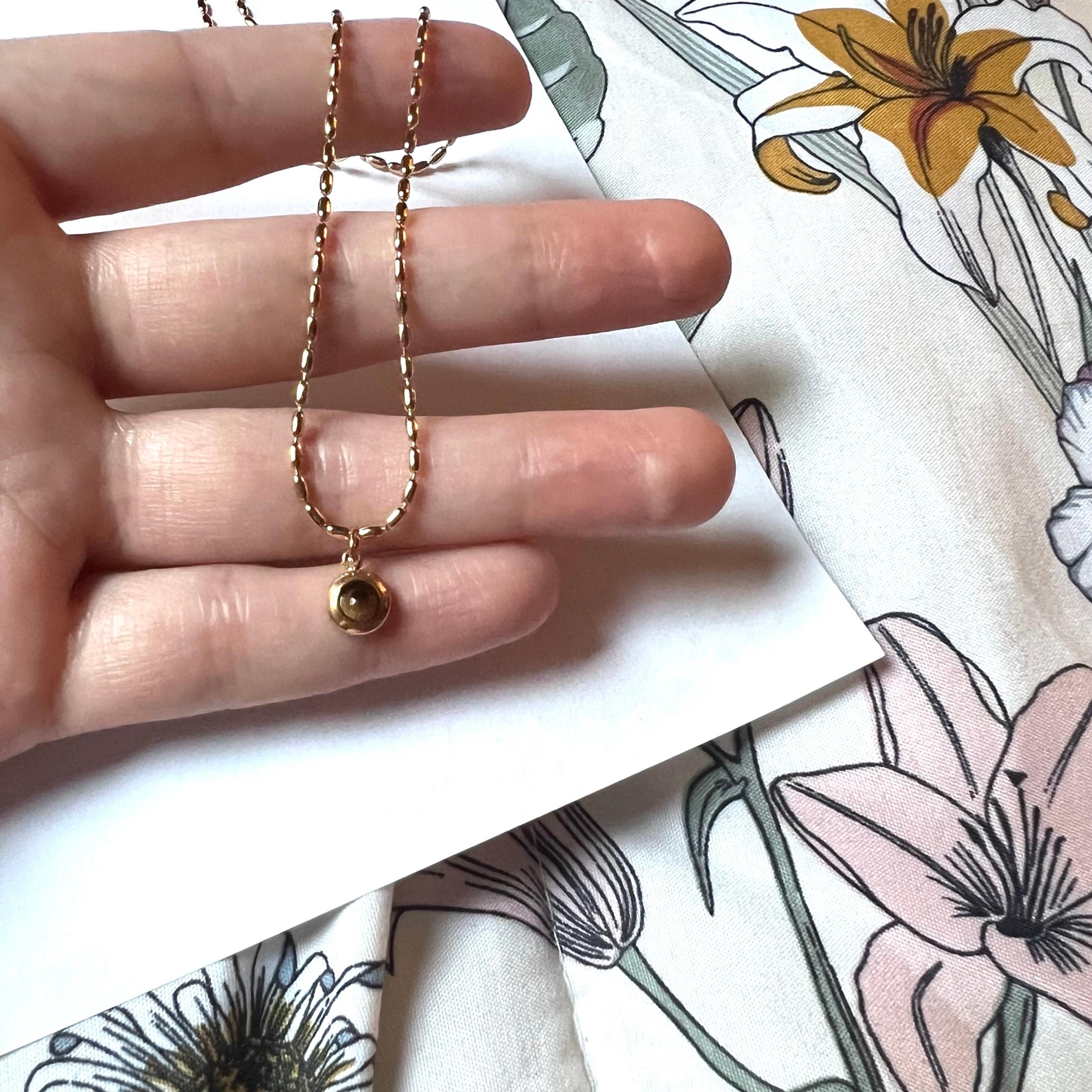 TigerEye Dainty 18k Gold Plated Necklace