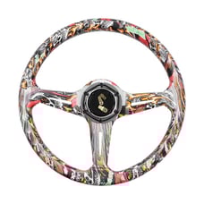 NEW JDM UNIVERSAL 350MM STICKERBOMB Acrylic Deep Dish 6 Holes Steering Wheel