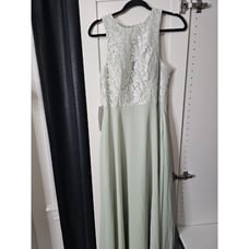 NWT Azazie Kate Bridesmaid Dress Lace Bodice Formal Gown Dusty Sage A8