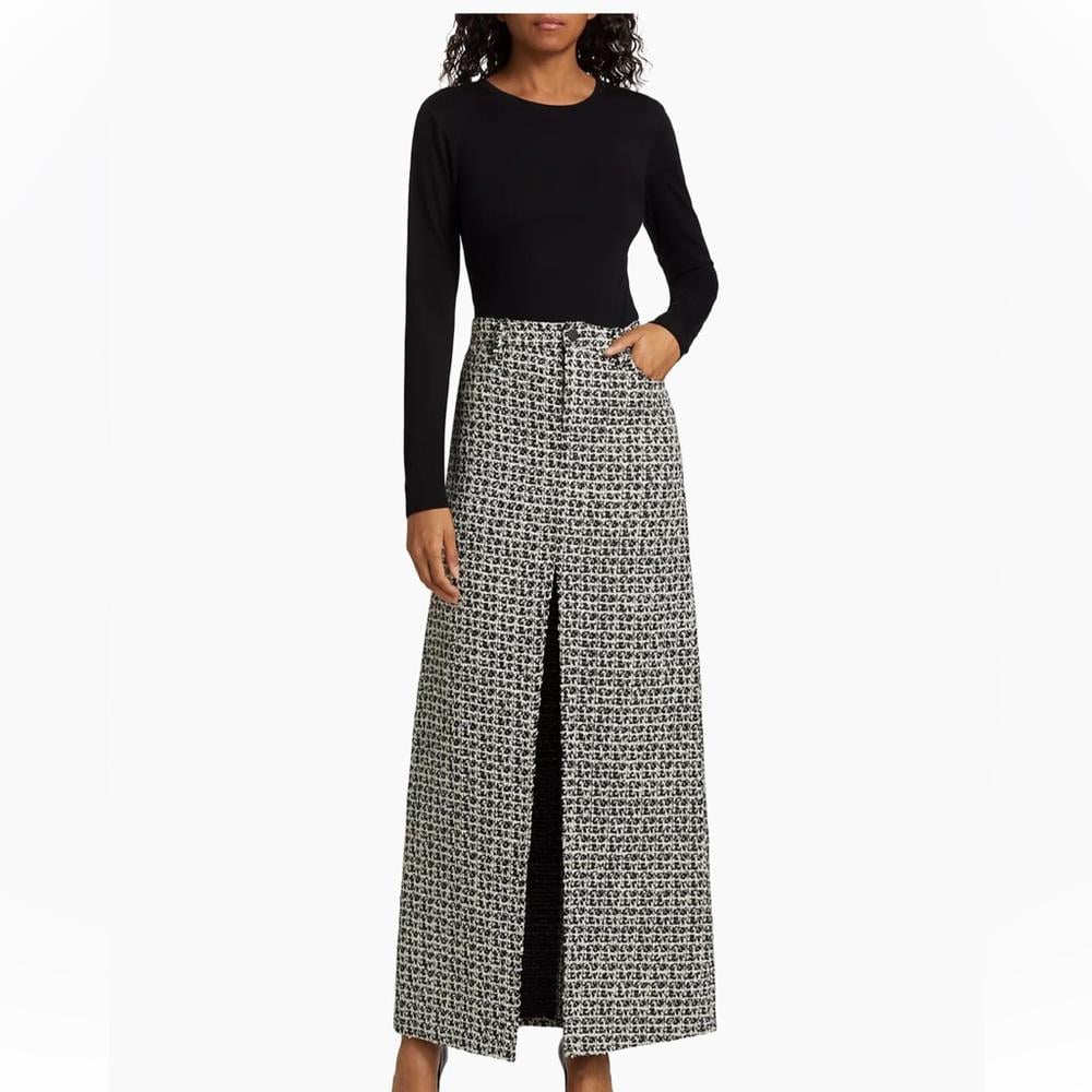 Alice + Olivia Rye Slit Skirt Item: T5PLW Size: 2 Color: Black/off White