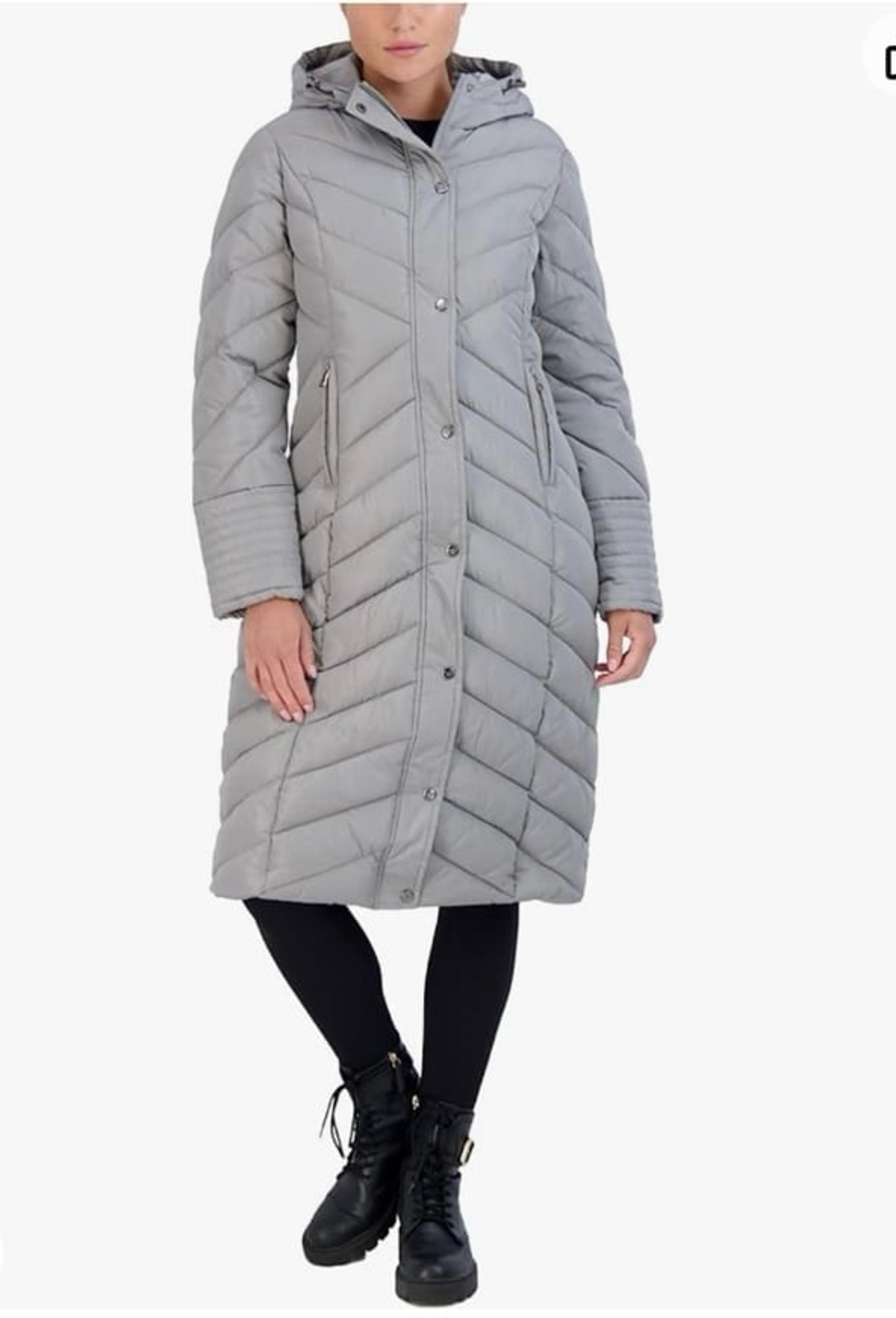 Madden Girl Women's Long Maxi Puffer, Titanium, 2X