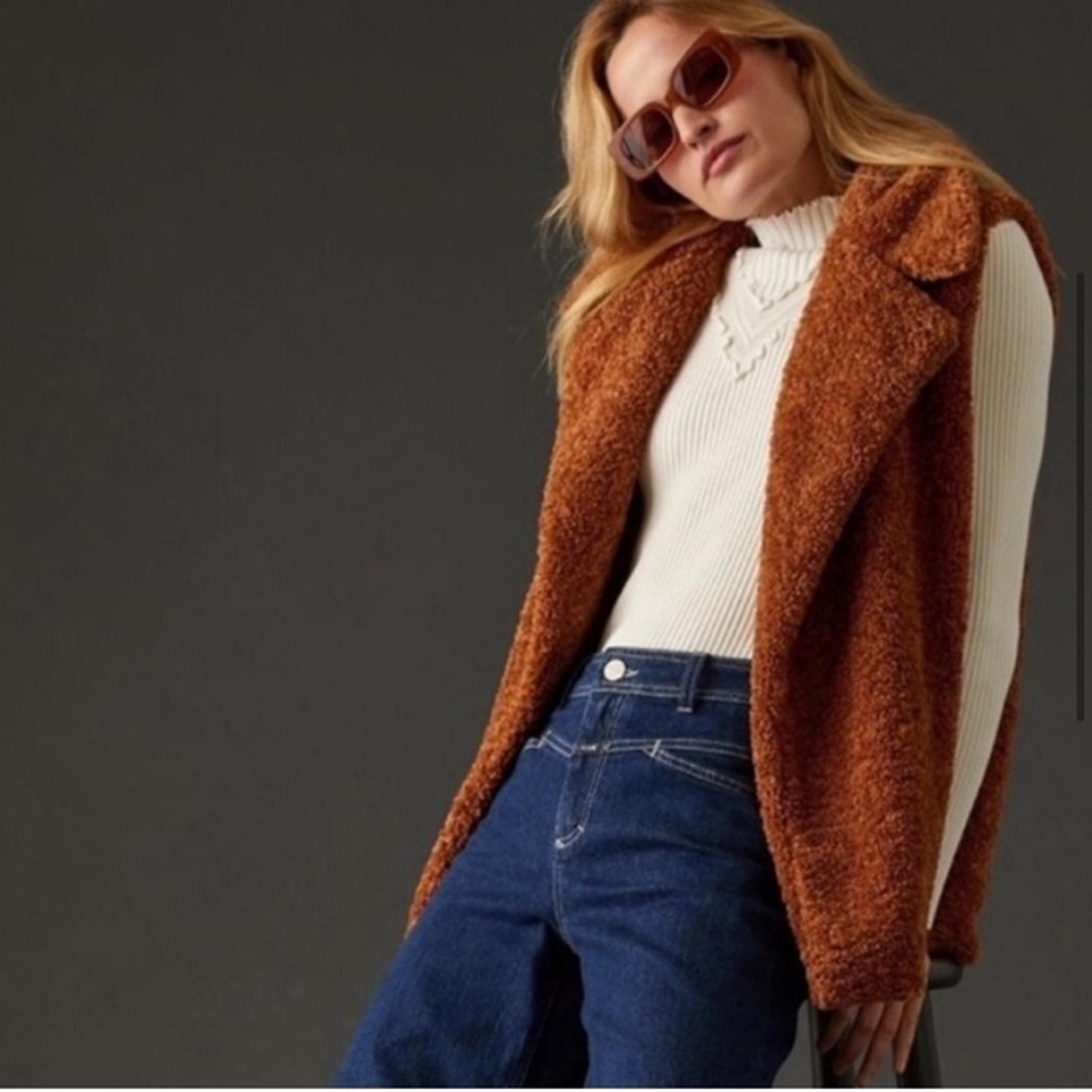 Anthropologie Pilcro Brown Teddy Faux Sherpa Vest One Size