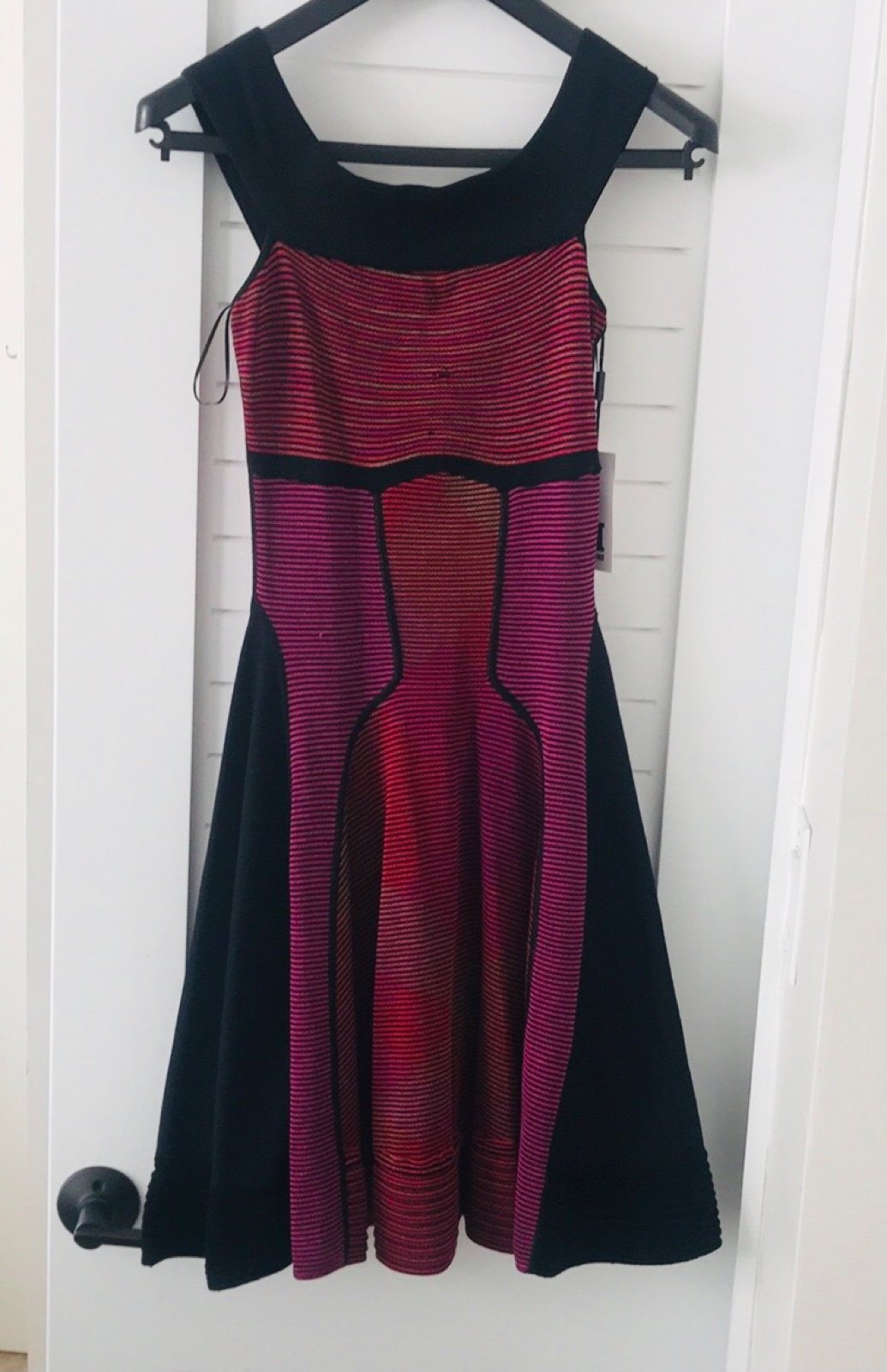 NWT M Missoni A Line Purple Black Striped Sleeveless MIDI Dress Size 2