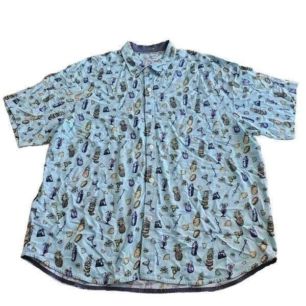 Tommy bahama mens Sz XXL blue all over pineapple cocktails Hawaiian shirt