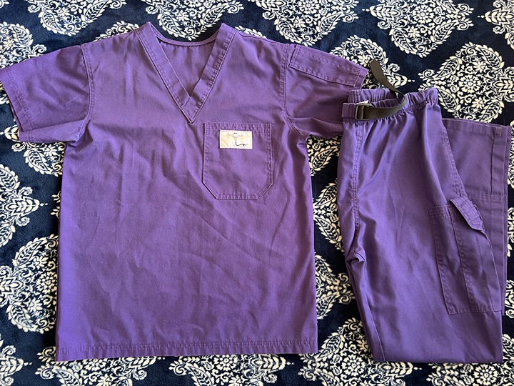 Aviator Scrub Purple Medical Hospital Scrubs Set (Top + Bottom) Size X-Small