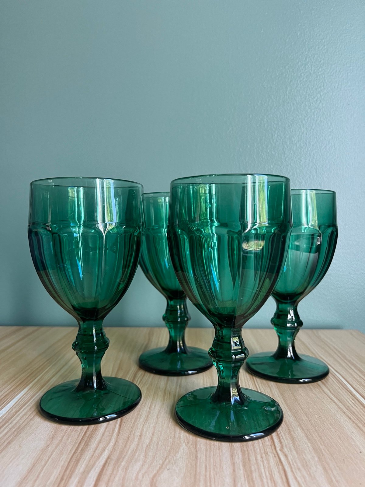 Vtg libbey teal goblets/4