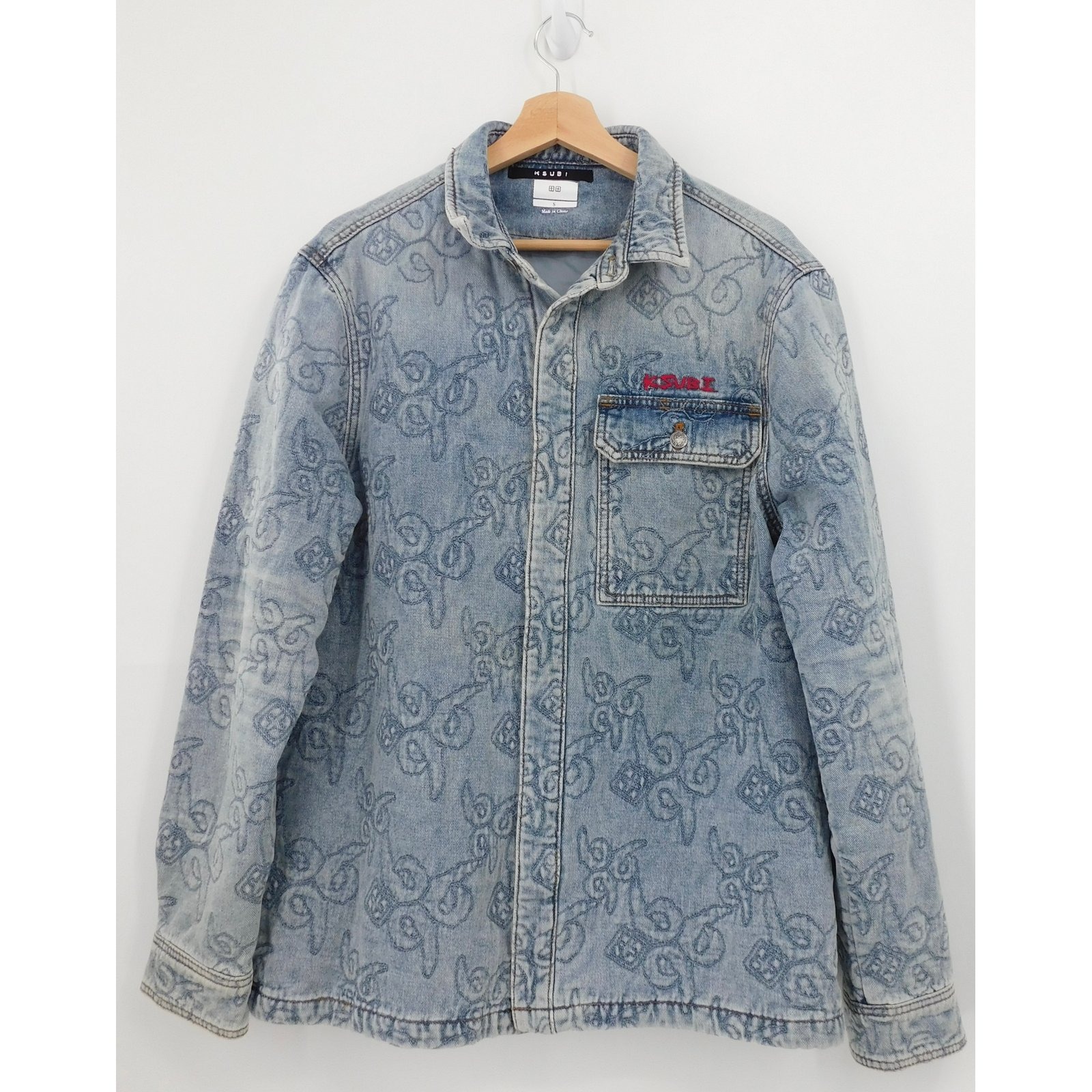 Ksubi Men's Blue Quilted Long Sleeve Denim Shirt Size Small