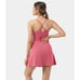 NWT Halara Everyday Cloudful Fabric Backless 2-in-1 Workout Dress Begonia Rouge