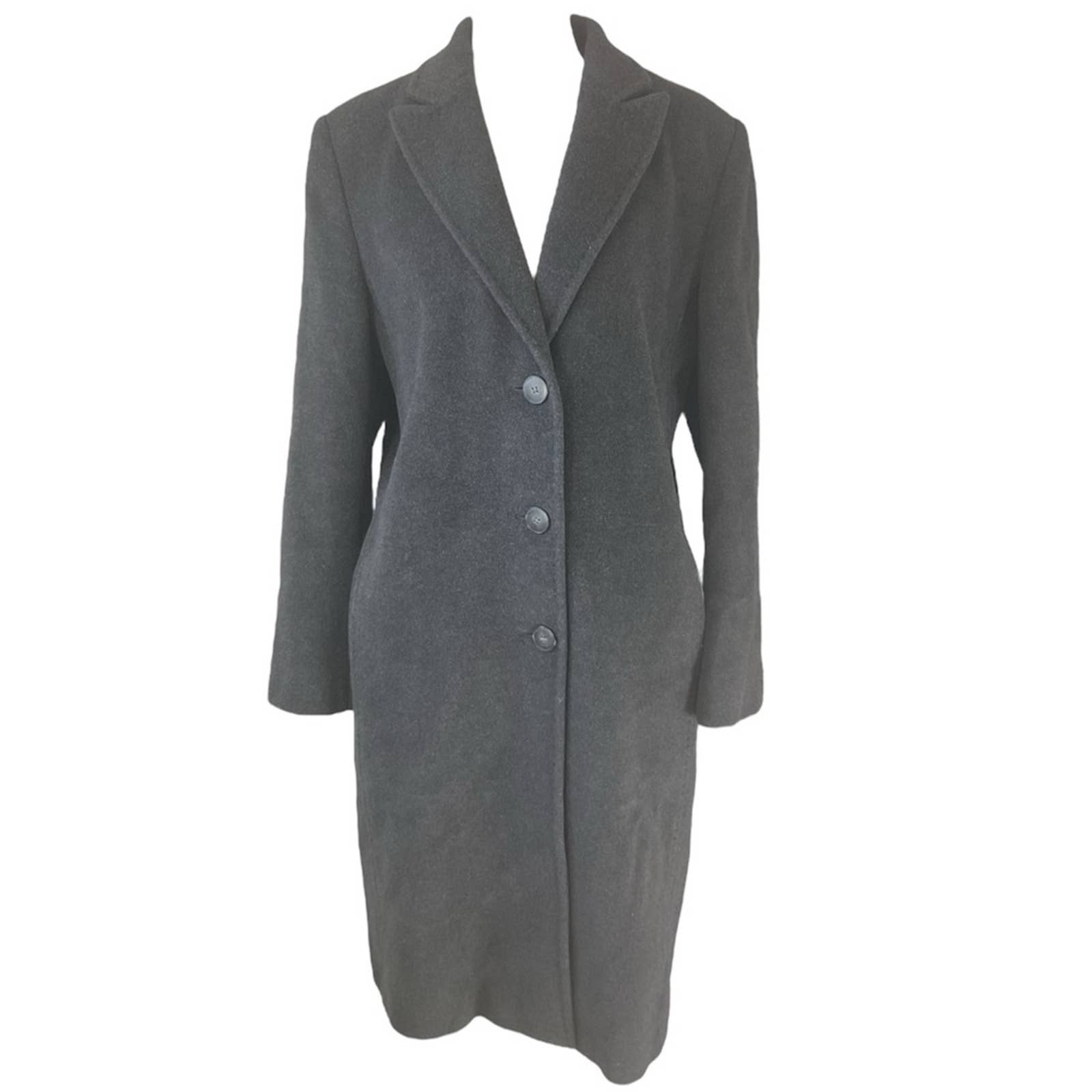 Cinzia Rocca Wool Long Gray Black Coat Size 10
