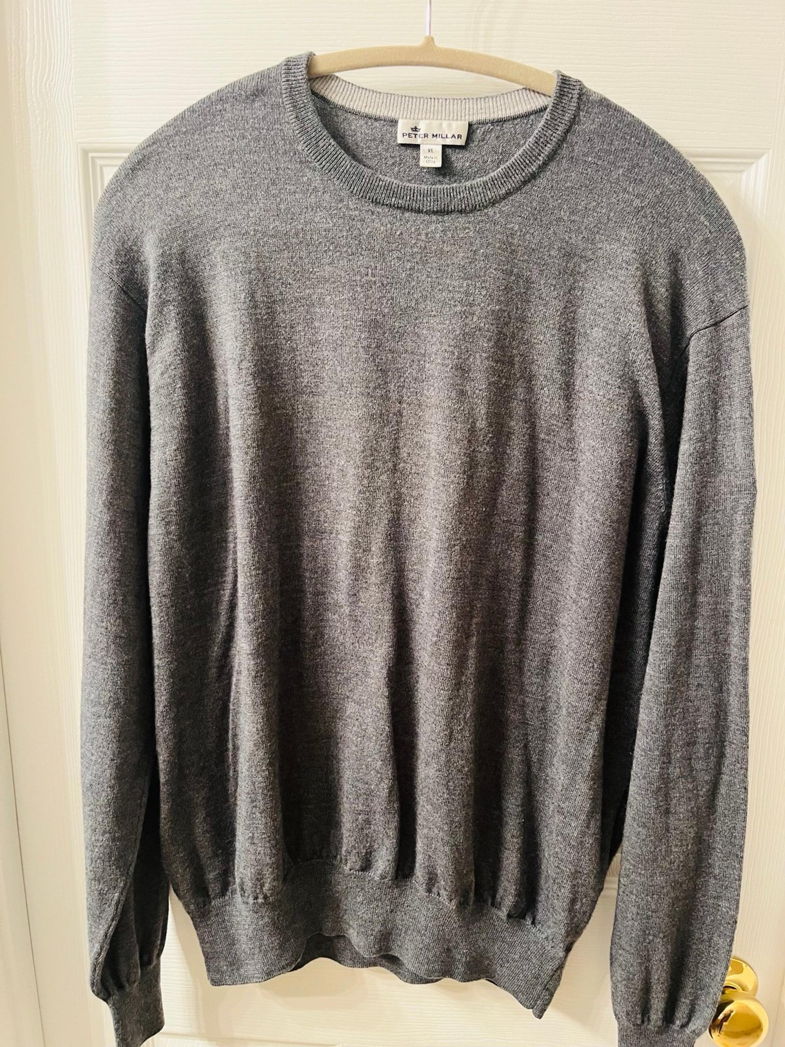 Peter Millar Men's Crown Soft Merino Wool-Silk Crewneck Sweater Size XL Charcoal