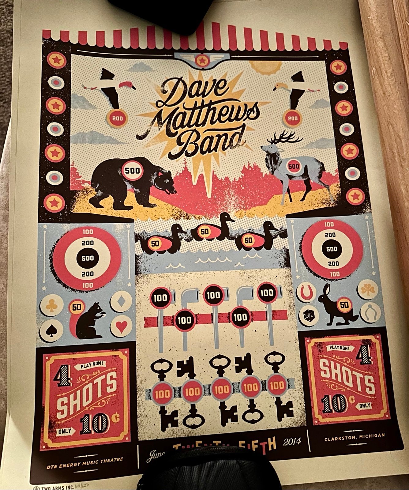 DAVE MATTHEWS BAND WAREHOUSE POSTER 2014 Two Arms Dartboard 168/625 & 169/625