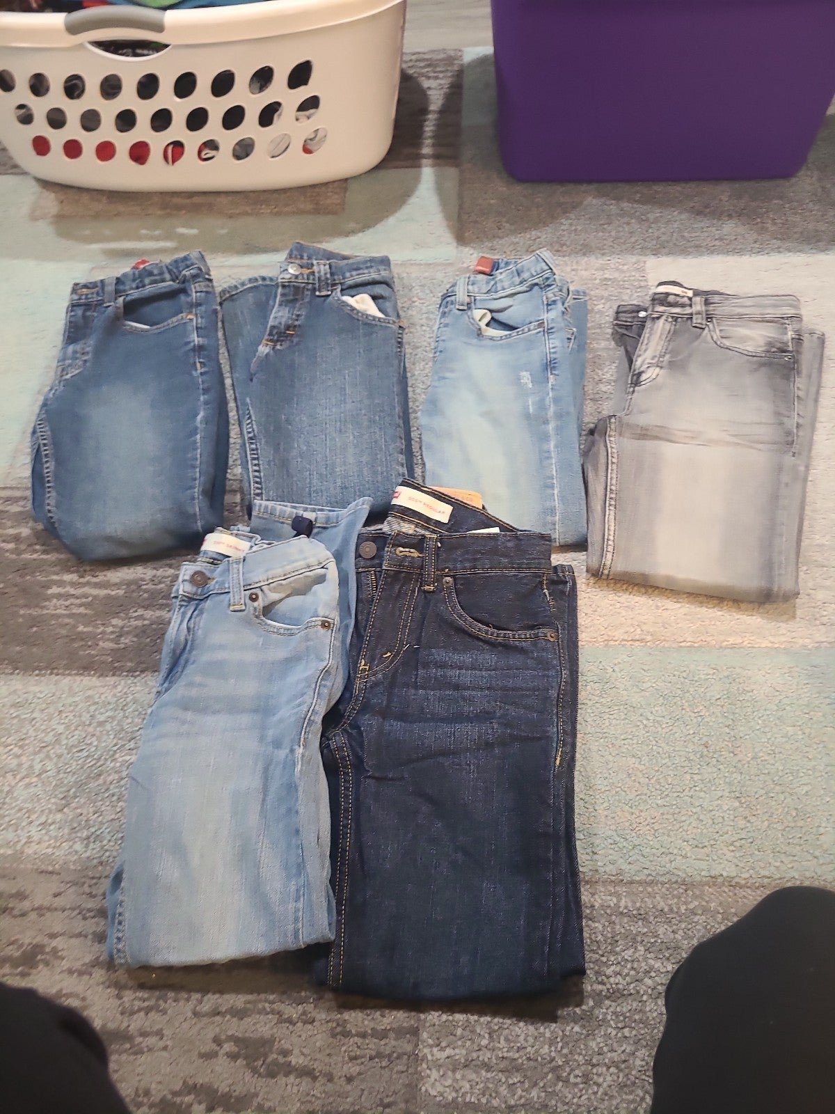 jeans, shirts, sweatsuits , and hoodies