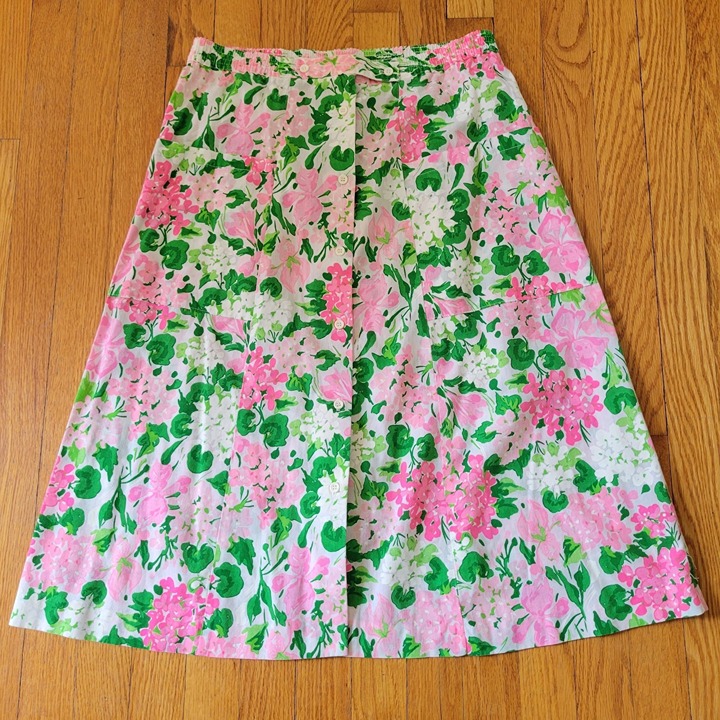 Vintage MH Selections Floral A Line Skirt 12 Pink Green Feminine Flirty Garden P