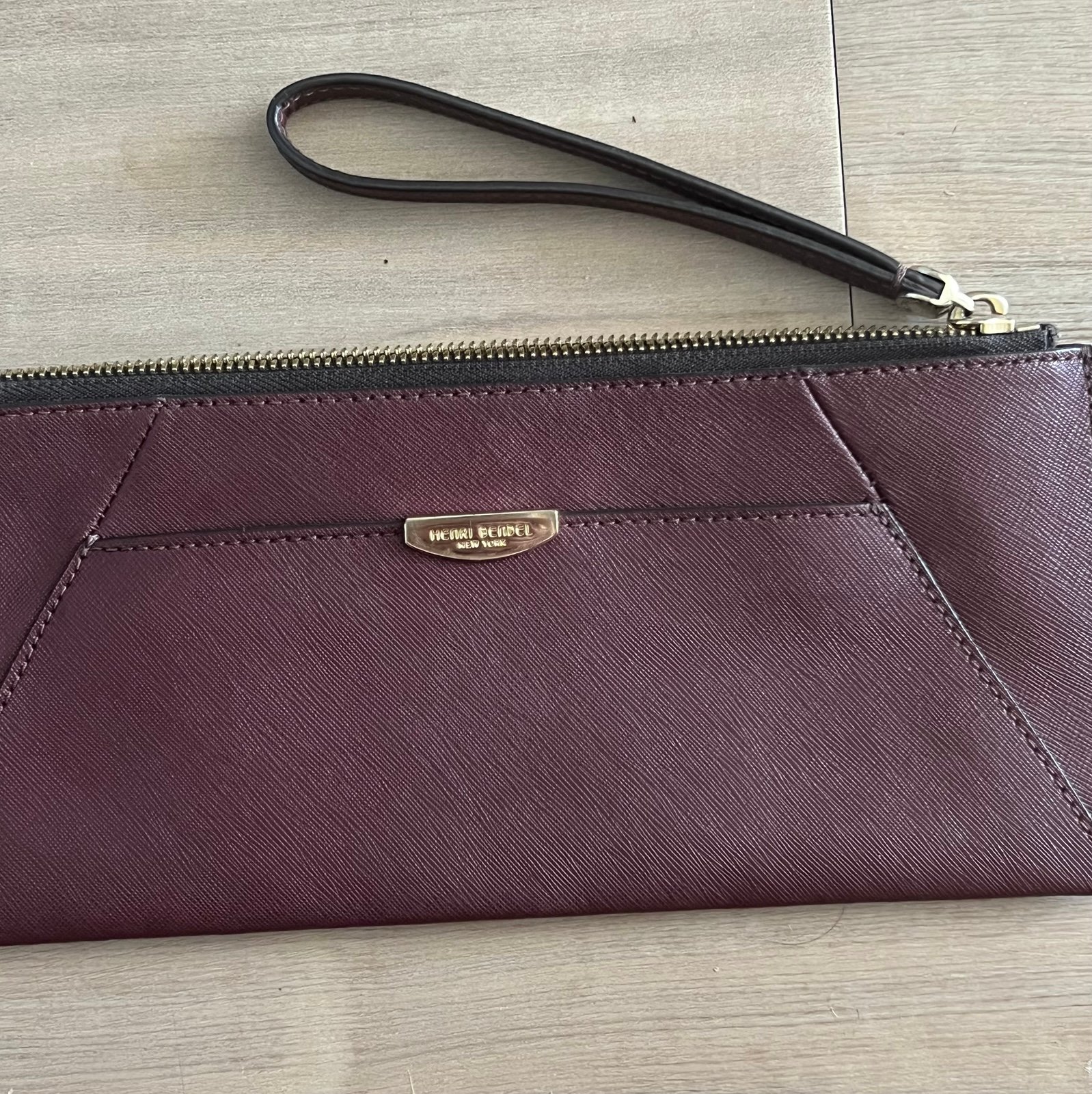 Henri Bendel Burgundy large clutch wristlet