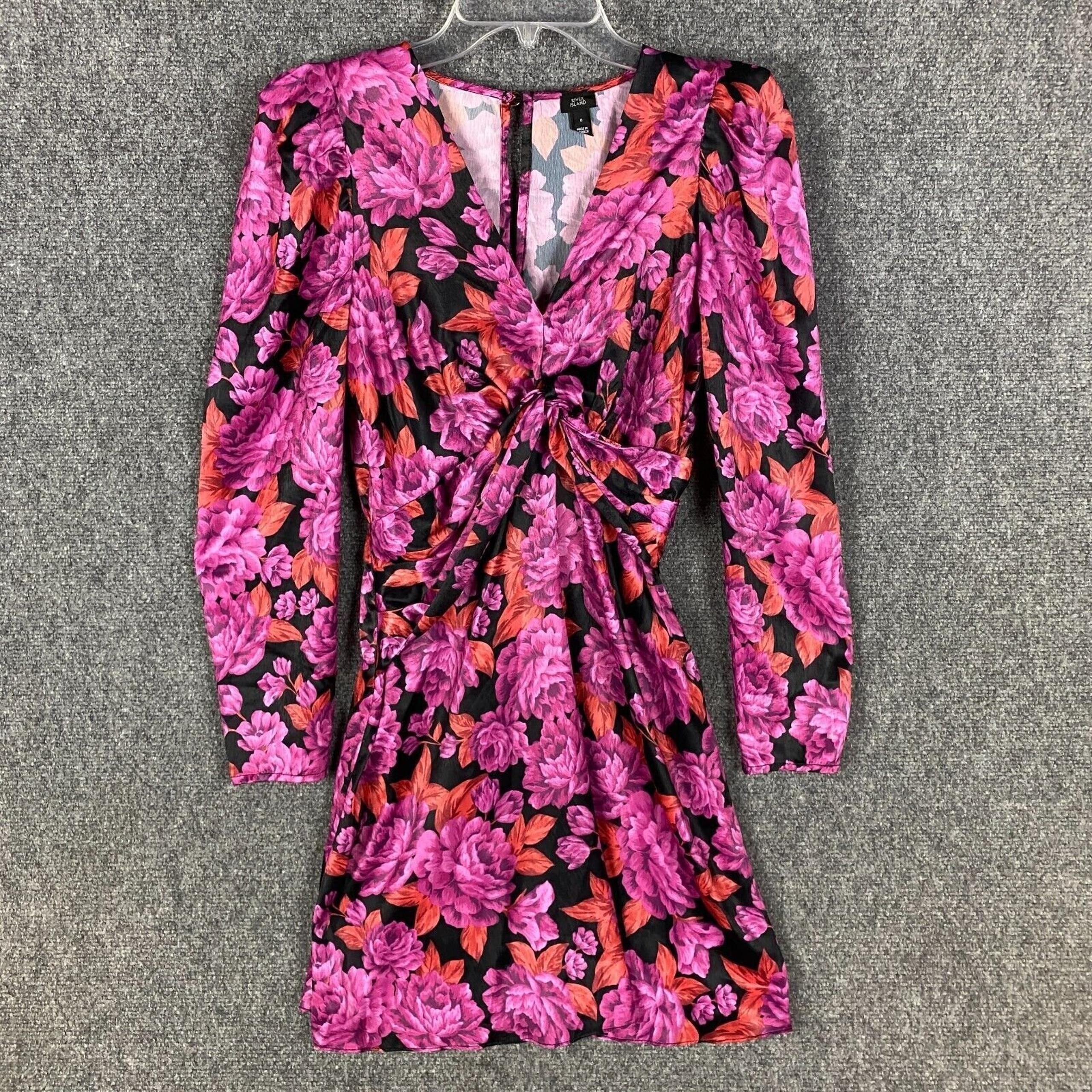 River Island Dress Women's Size 8 Floral Long Sleeve 100% Polyester Adults