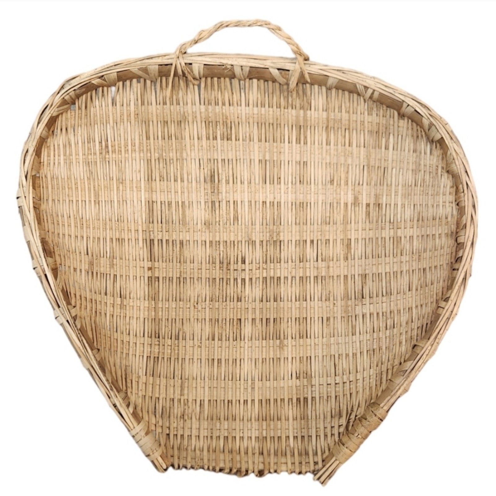 Vintage Woven Bamboo Basket Hand 14.5