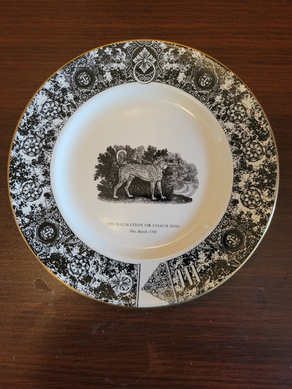 Rare Prinknash Abbey Pottery Beswick's Houndes Dog Plate Dalmation or Coach Dog