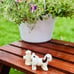 Vintage MCM Rio Hondo California Pottery Naughty Dog Peeing on Fire Hydrant 2 PC