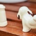 Vintage MCM Rio Hondo California Pottery Naughty Dog Peeing on Fire Hydrant 2 PC