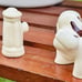 Vintage MCM Rio Hondo California Pottery Naughty Dog Peeing on Fire Hydrant 2 PC