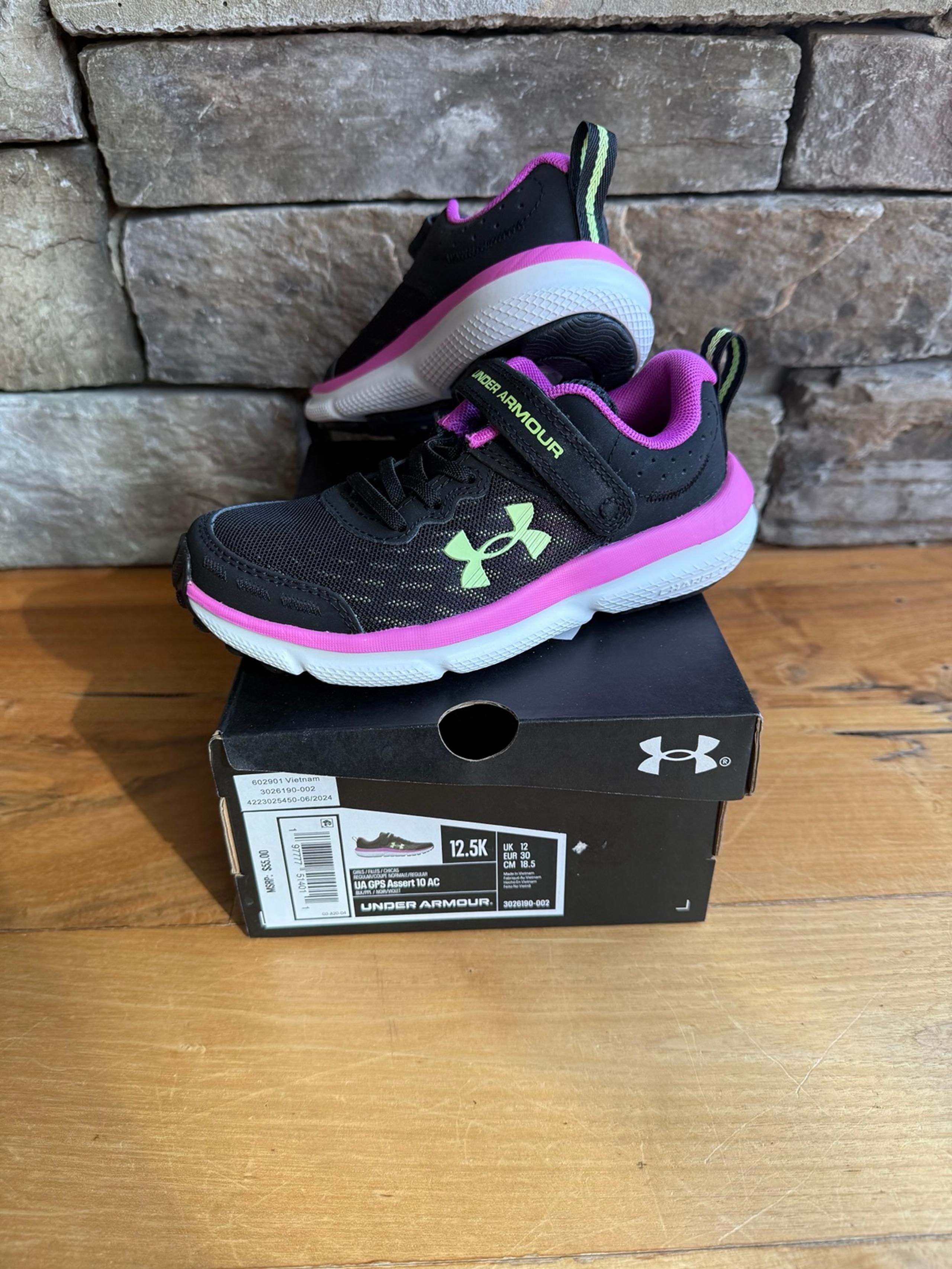 NIB New Girls Under Armour UA Assert 10 shoes 12.5k