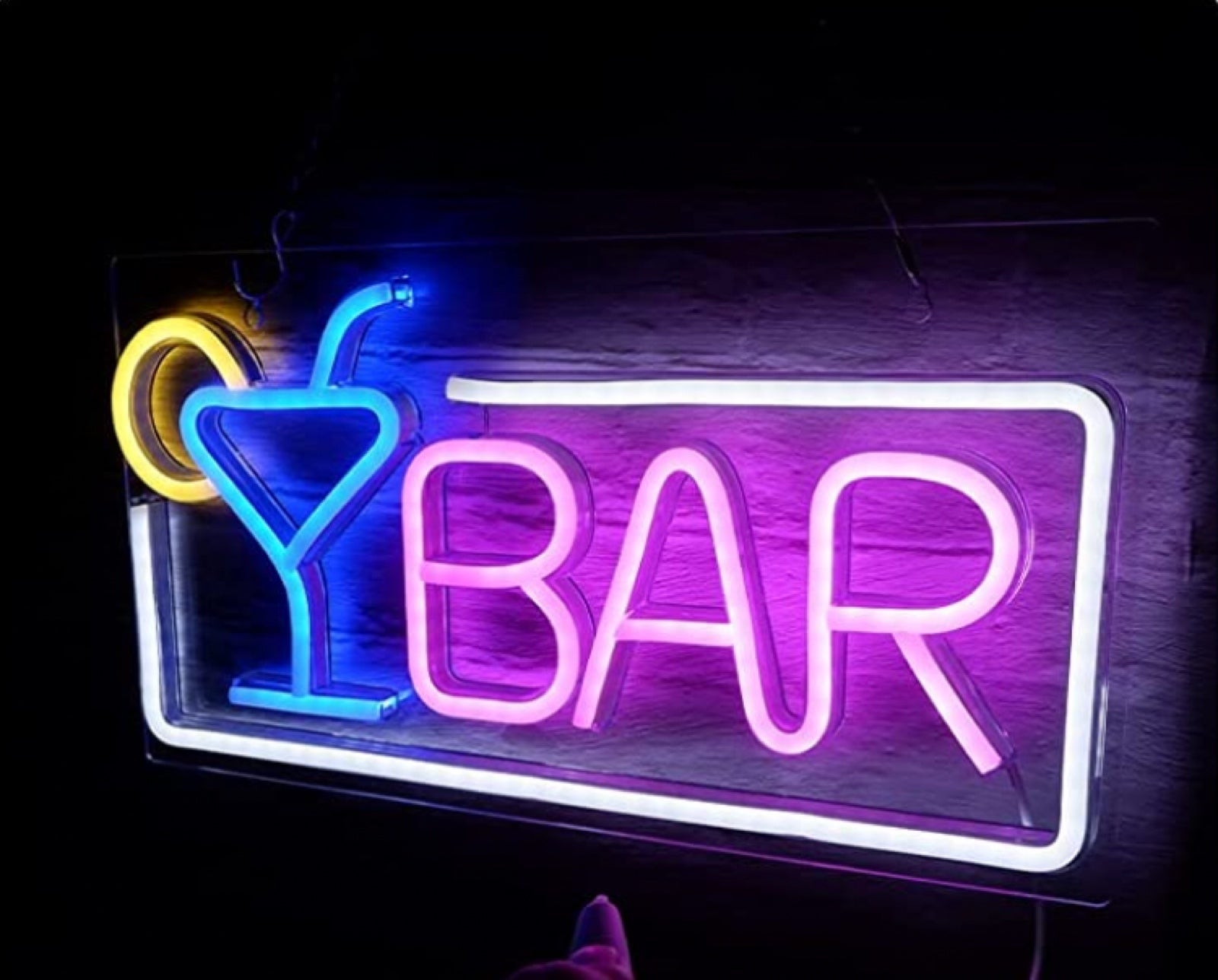 Large Bright White Bar Cocktail Margarita LED Light Sign Decoration