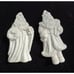 2 Beautiful White Ceramic Old World, Santa Christmas Ornaments Handmade -S53