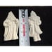 2 Beautiful White Ceramic Old World, Santa Christmas Ornaments Handmade -S53