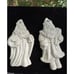 2 Beautiful White Ceramic Old World, Santa Christmas Ornaments Handmade -S53