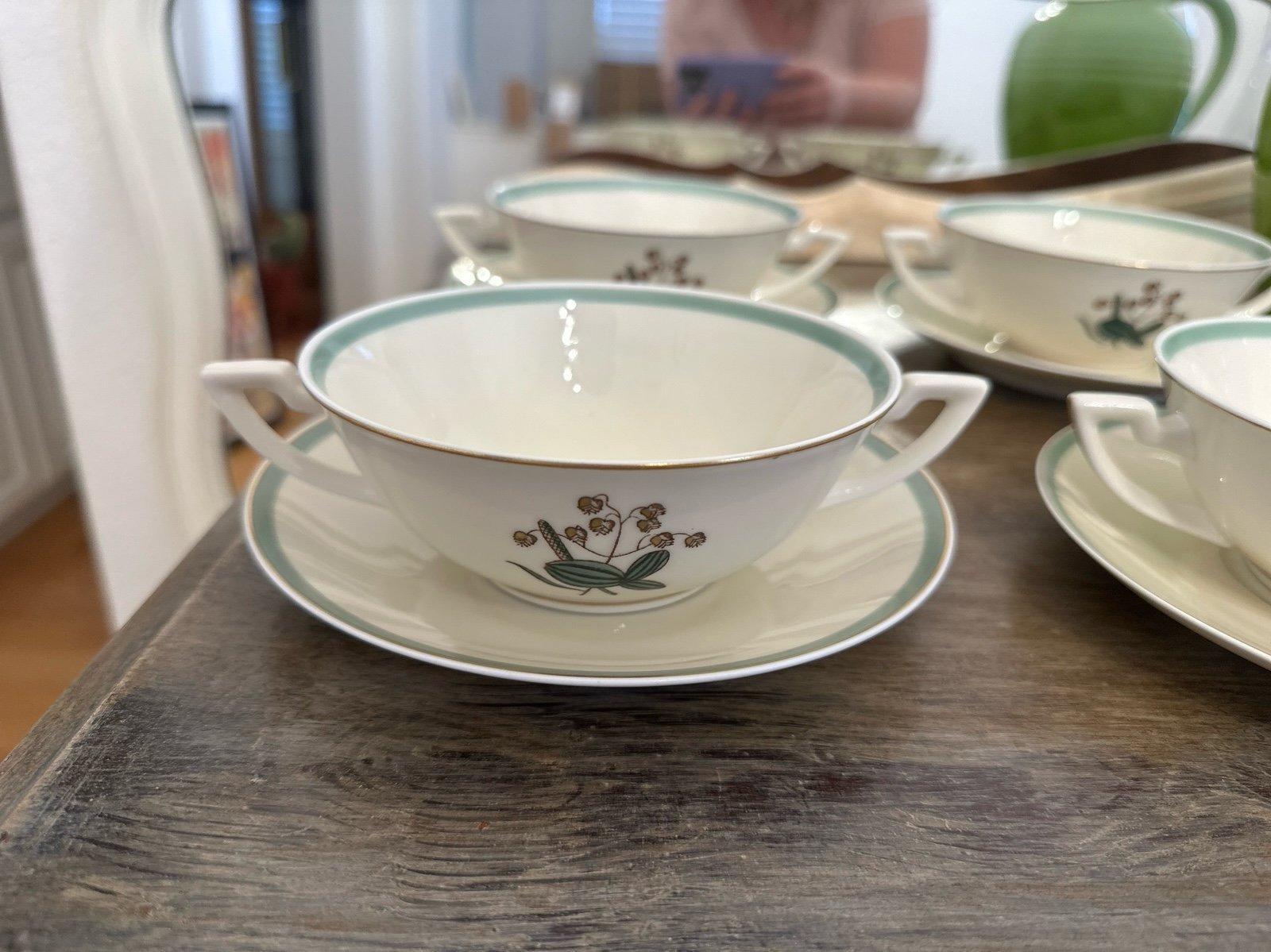 Royal Copenhagen Fine China Quaking Grass Cream Soup Sets - Set of Tweleve