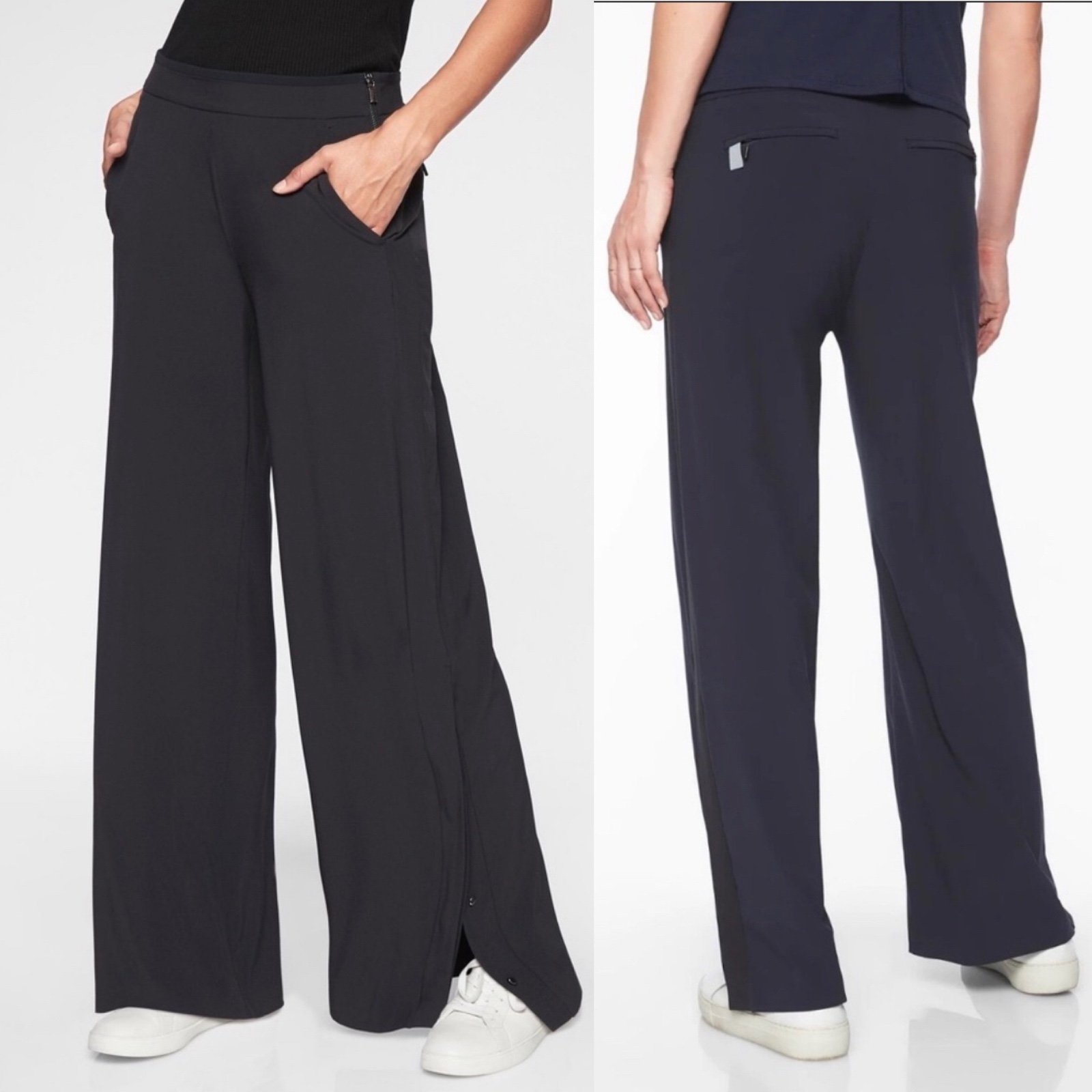 Athleta Gramercy Wide Leg Button Track Trouser Pants