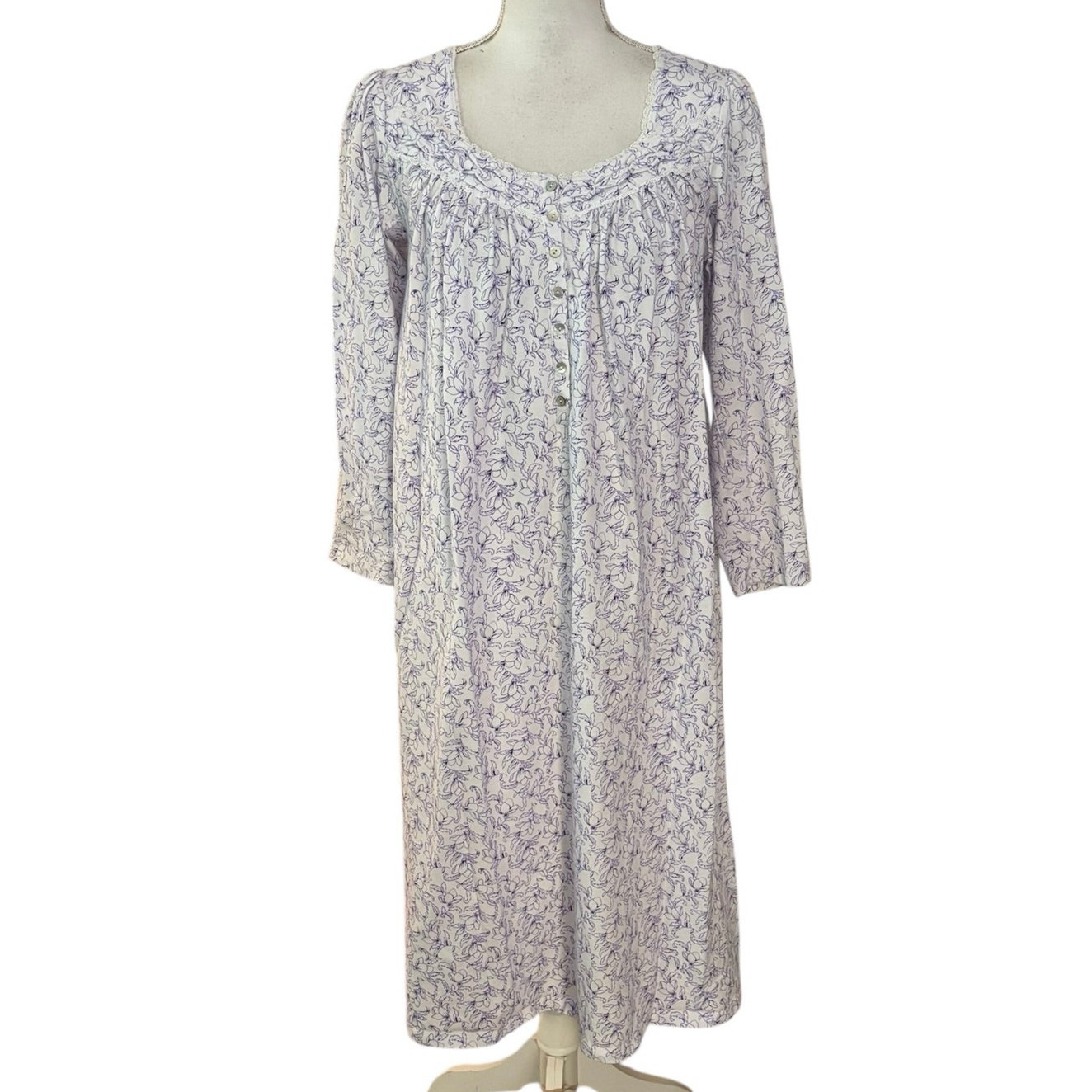 Eileen West Size S Cotton Jersey Knit Ballet Nightgown Floral Trad Wife