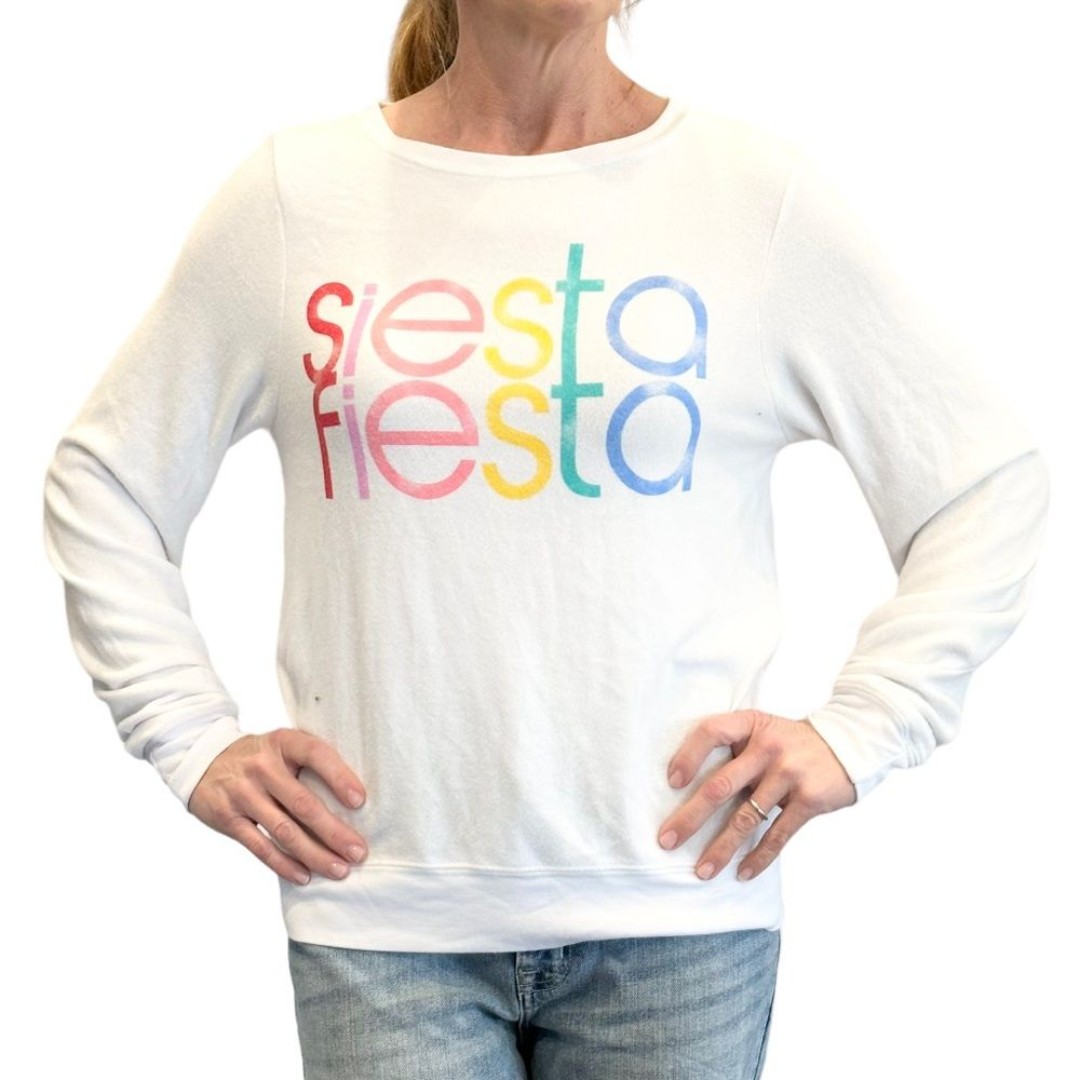 Wildfox Siesta Fiesta Long Sleeve Top in White - S