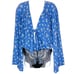 NEW Free People Forties Feels Blue Floral Print Top Bell Sleeve Bodysuit Boho S