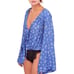 NEW Free People Forties Feels Blue Floral Print Top Bell Sleeve Bodysuit Boho S