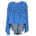 NEW Free People Forties Feels Blue Floral Print Top Bell Sleeve Bodysuit Boho S