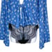 NEW Free People Forties Feels Blue Floral Print Top Bell Sleeve Bodysuit Boho S