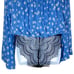 NEW Free People Forties Feels Blue Floral Print Top Bell Sleeve Bodysuit Boho S