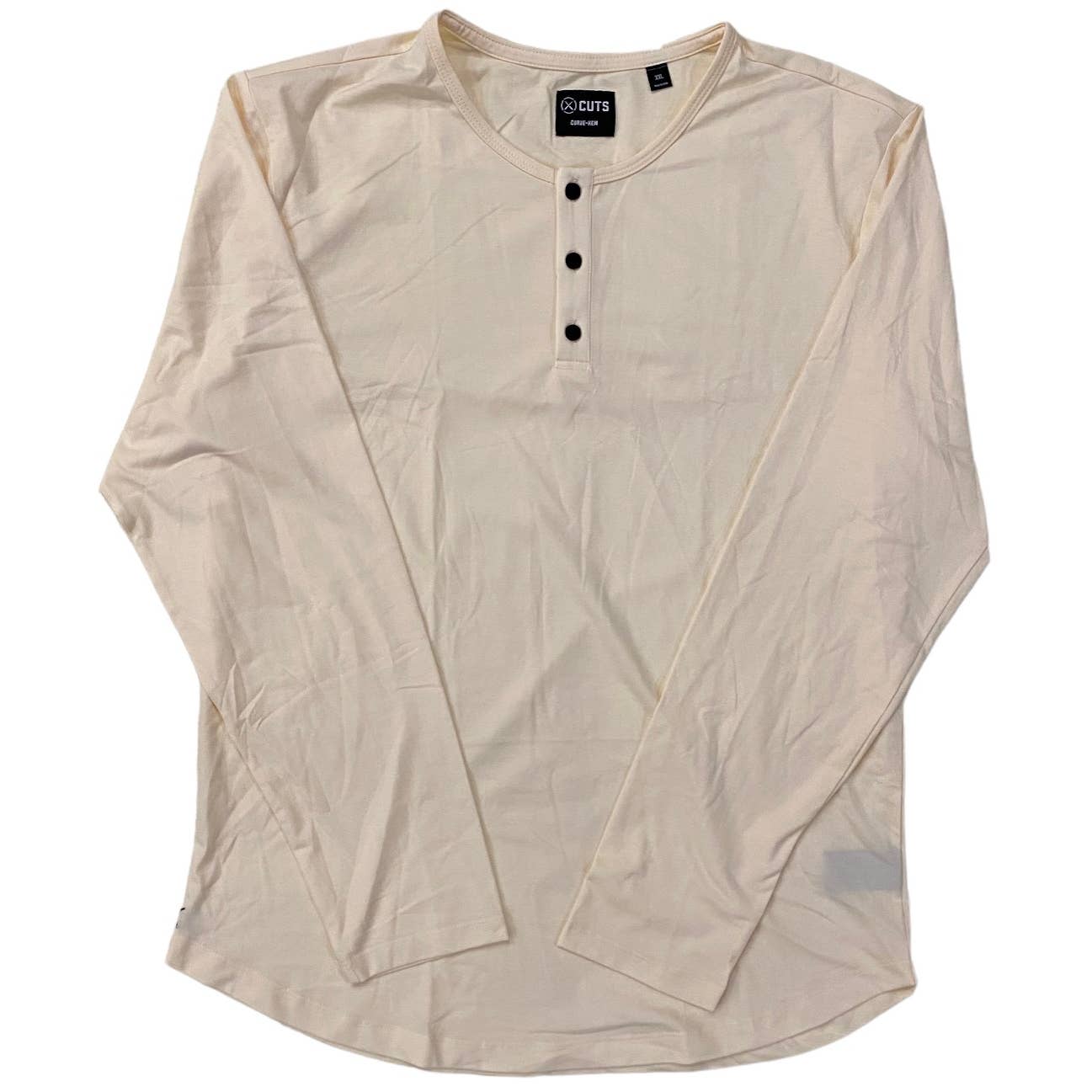Cuts Clothing Men's Henley Curve Hem Signature Fit Long Sleeve Tee T-Shirt