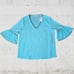 Calvin Klein Mint Green V Neck Bell Sleeve Relaxed Fit Womens Blouse Size Large