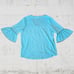 Calvin Klein Mint Green V Neck Bell Sleeve Relaxed Fit Womens Blouse Size Large