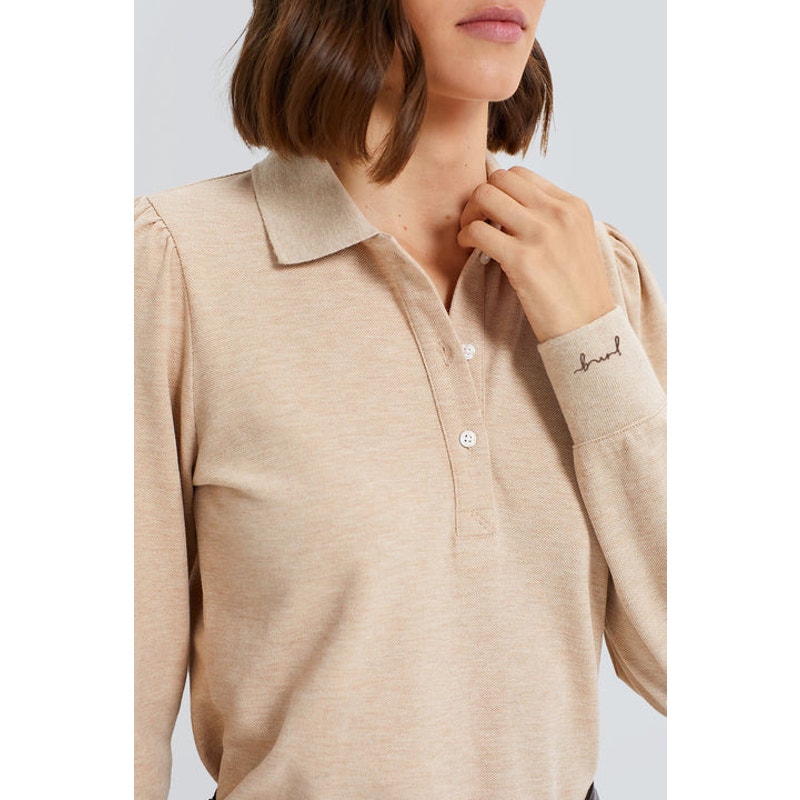 TUCKERNUCK Sandstone Long Sleeve Pique Puff Sleeve Peggy Polo NWT size Large