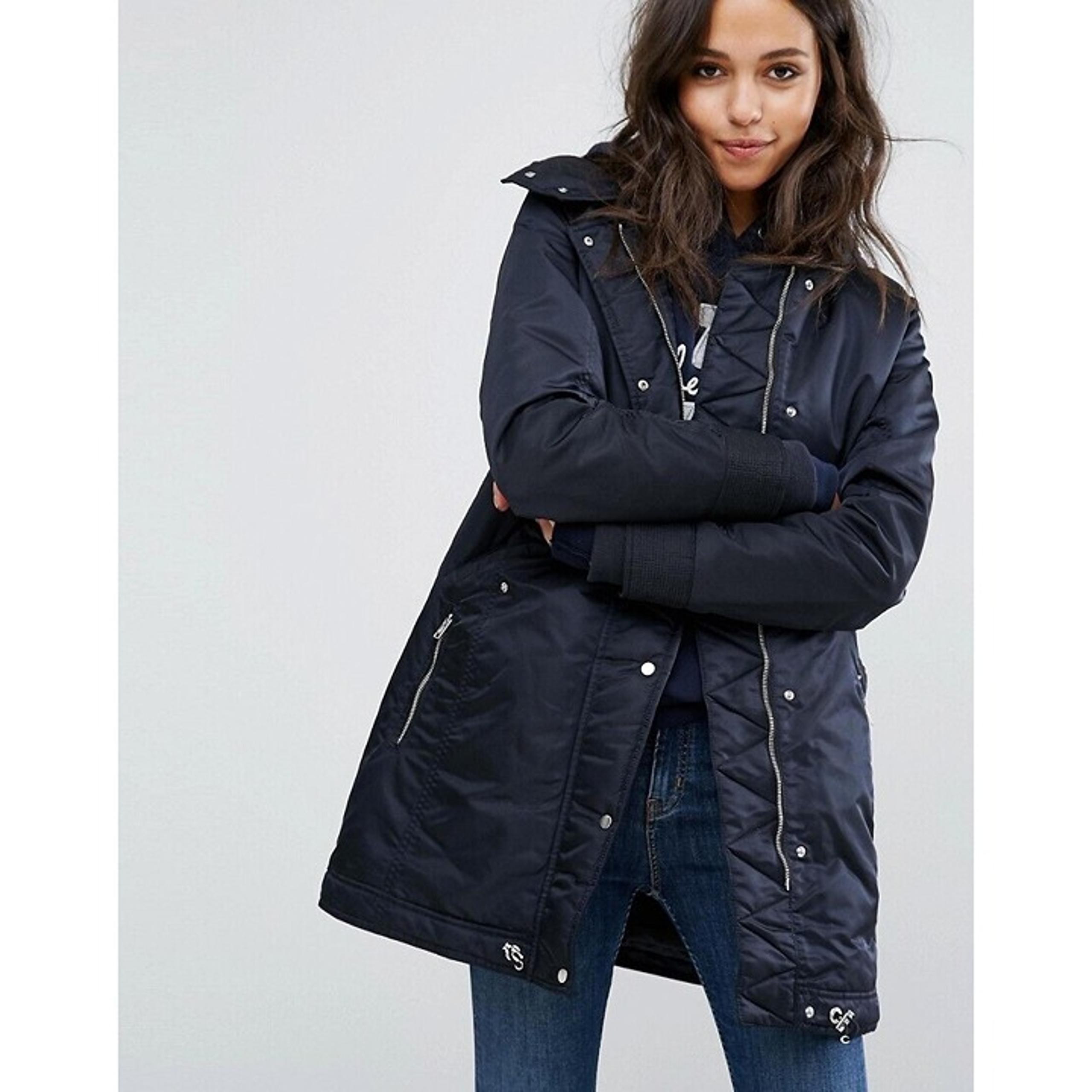 ABERCROMBIE & FITCH Luxe Nylon Parka Winter Coat Jacket, Size XS A & F Black Fur