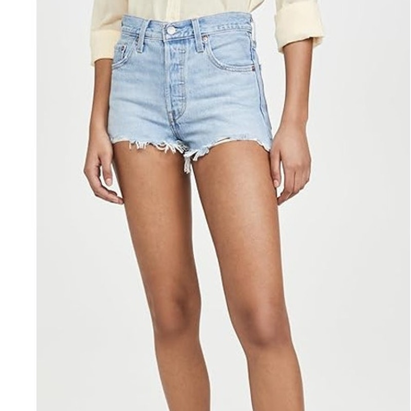 Levi's 501 Original High Rise Jean Shorts Button Fly Distressed size 29