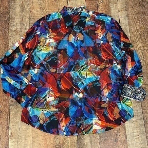 Robert Graham Cook Sport Multicolor Button Down Shirt Classic Fit Men’s 3XL