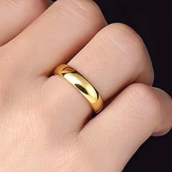 18k yellow gold 4MM Comfort hallmarked stamped Wedding Band Ring men-women 71-92