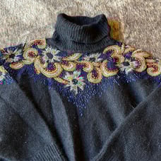 Vintage hand beaded turtle neck sweater