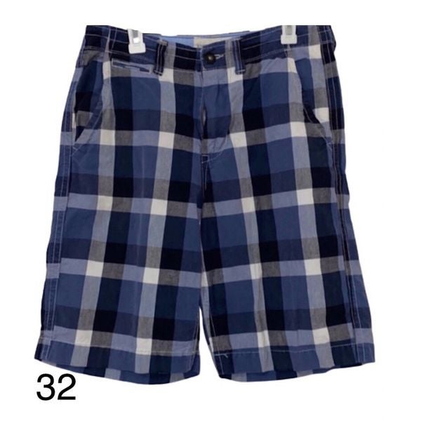 AMERICAN EAGLE AE Longer Length Blue Buffalo Plaid Mens Shorts 32