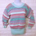 Vintage 80s Knit Sweater Haberdasher Lady-L Geometric 3-D Stripe Fair-Isle Bold